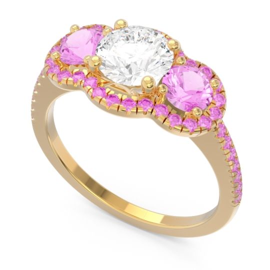 Halo Three Stone Attika Ring