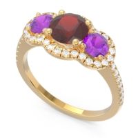 Halo Three Stone Attika Ring