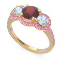 Halo Three Stone Attika Ring