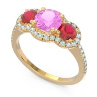 Halo Three Stone Attika Ring