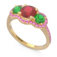 Halo Three Stone Attika Ring