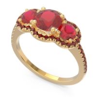 Halo Three Stone Attika Ring