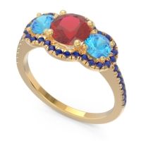 Halo Three Stone Attika Ring