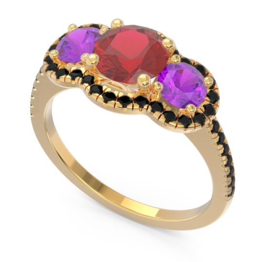 Halo Three Stone Attika Ring