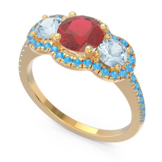 Halo Three Stone Attika Ring