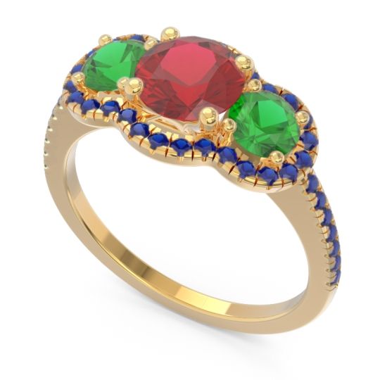 Halo Three Stone Attika Ring