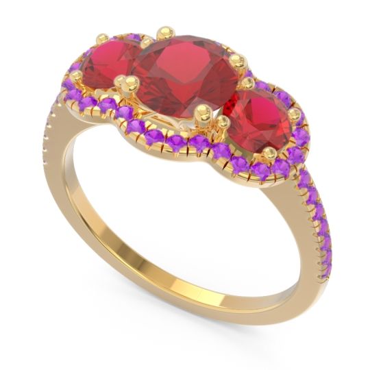 Halo Three Stone Attika Ring