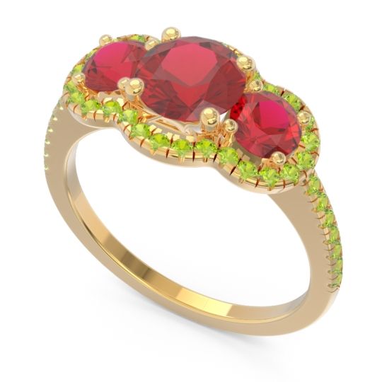 Halo Three Stone Attika Ring