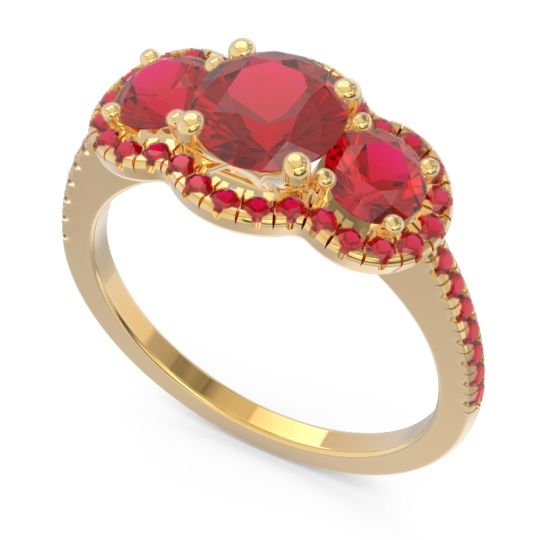 Halo Three Stone Attika Ring
