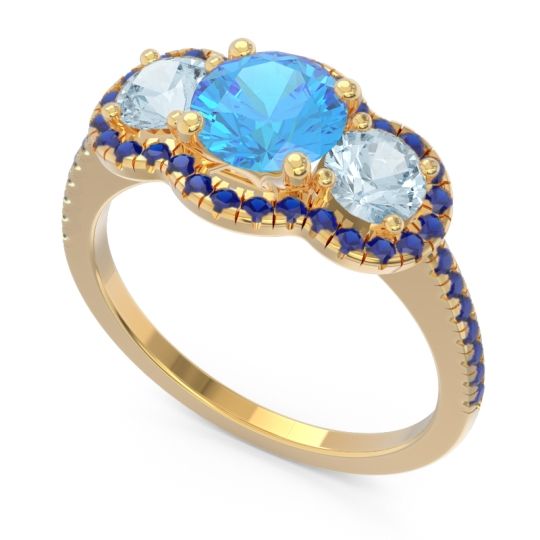 Halo Three Stone Attika Ring