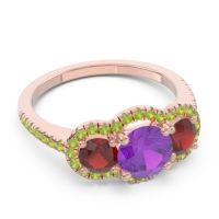 Halo Three Stone Attika Ring