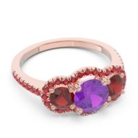 Halo Three Stone Attika Ring