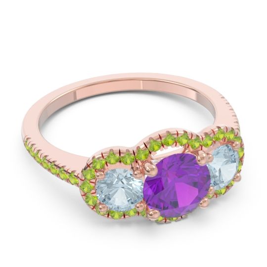 Halo Three Stone Attika Ring