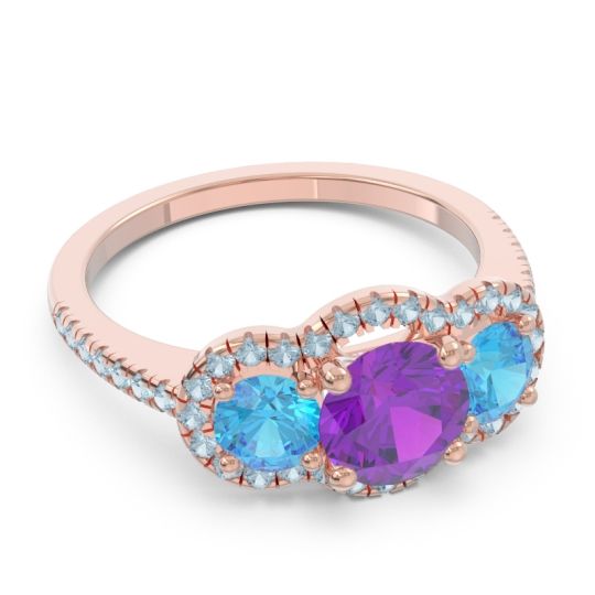 Halo Three Stone Attika Ring