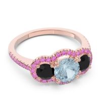 Halo Three Stone Attika Ring