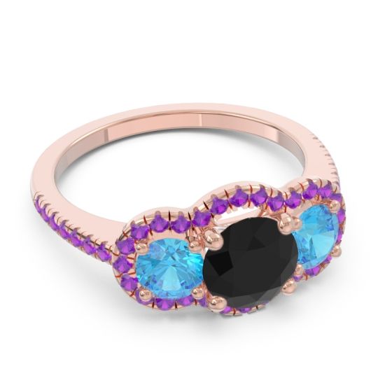 Halo Three Stone Attika Ring