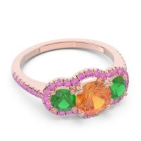 Halo Three Stone Attika Ring