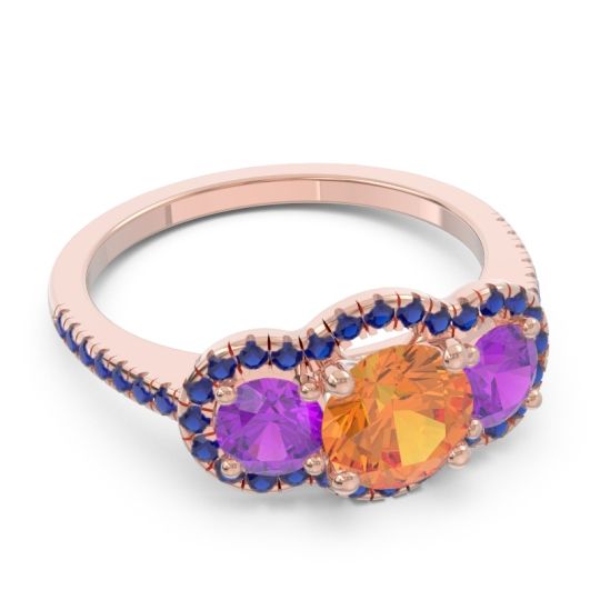 Halo Three Stone Attika Ring