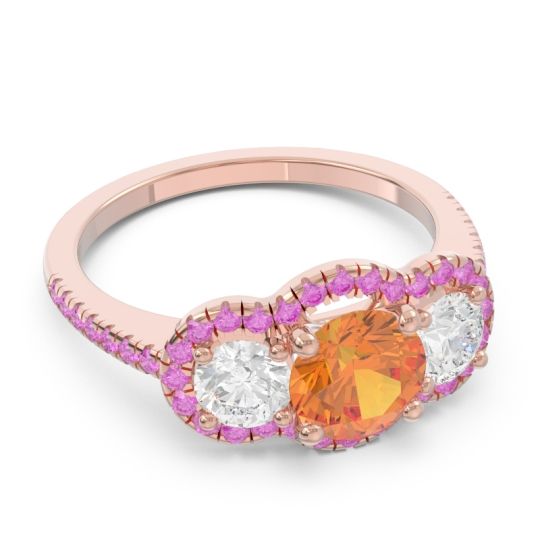 Halo Three Stone Attika Ring