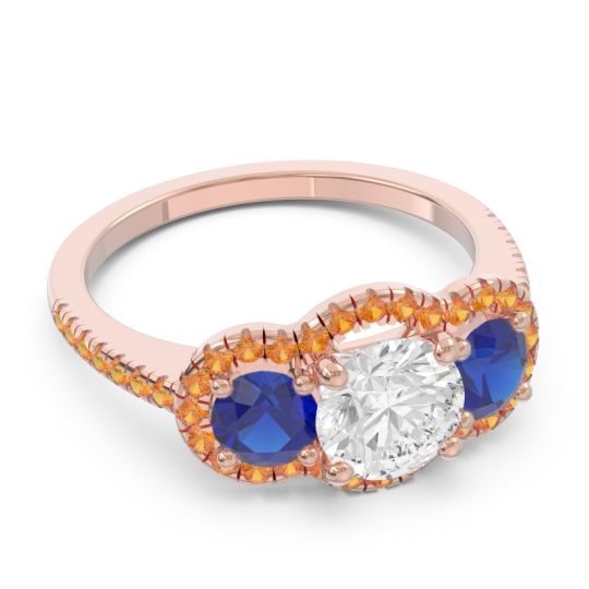 Halo Three Stone Attika Ring