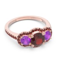 Halo Three Stone Attika Ring