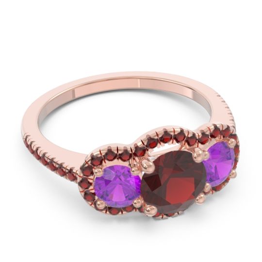 Halo Three Stone Attika Ring