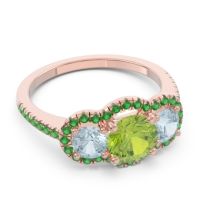Halo Three Stone Attika Ring