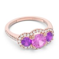 Halo Three Stone Attika Ring