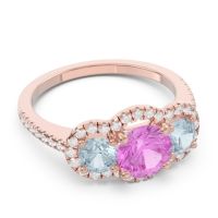 Halo Three Stone Attika Ring