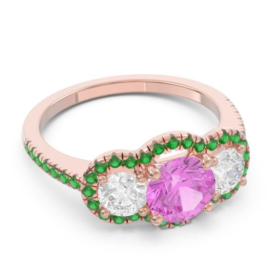 Halo Three Stone Attika Ring