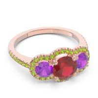 Halo Three Stone Attika Ring