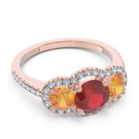 Halo Three Stone Attika Ring