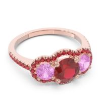 Halo Three Stone Attika Ring