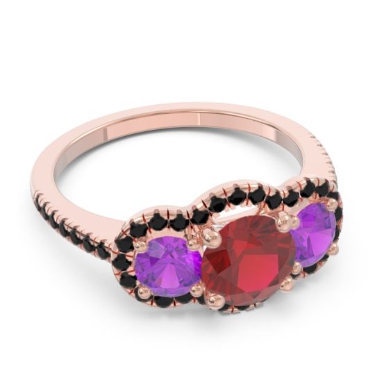 Halo Three Stone Attika Ring