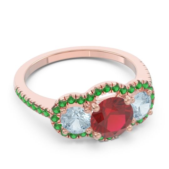 Halo Three Stone Attika Ring