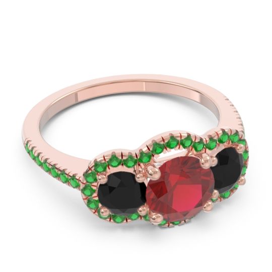 Halo Three Stone Attika Ring