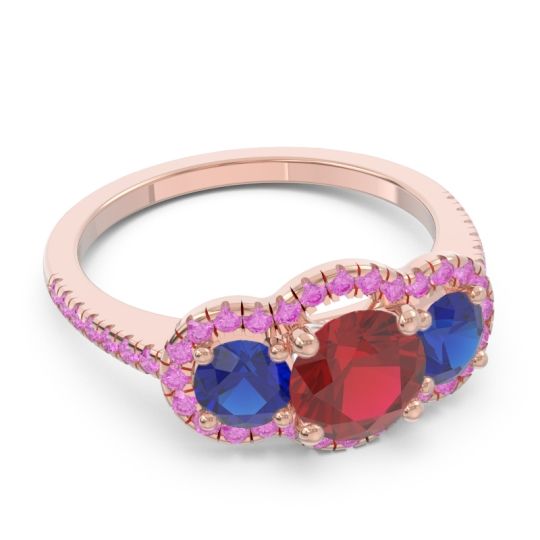 Halo Three Stone Attika Ring