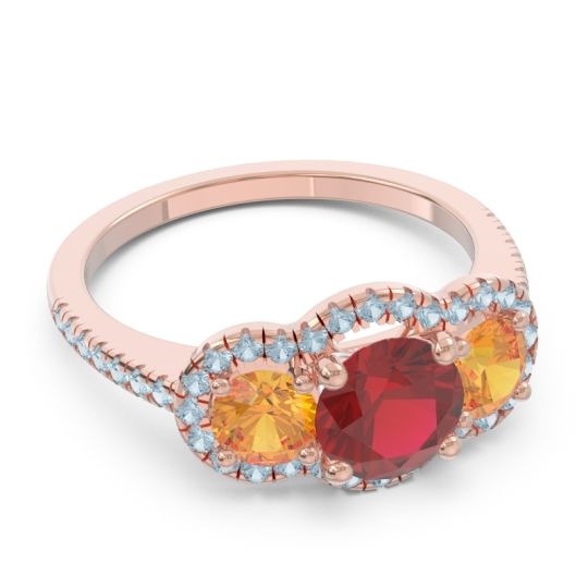 Halo Three Stone Attika Ring