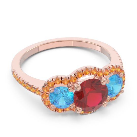 Halo Three Stone Attika Ring