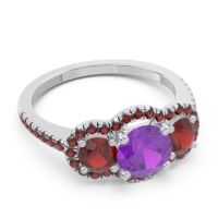 Halo Three Stone Attika Ring