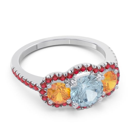 Halo Three Stone Attika Ring
