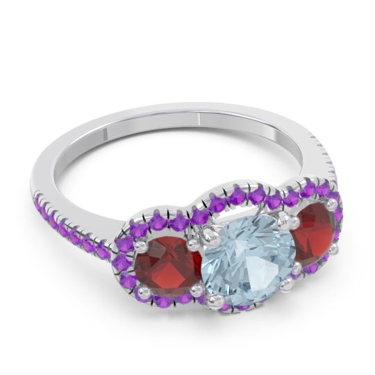 Halo Three Stone Attika Ring