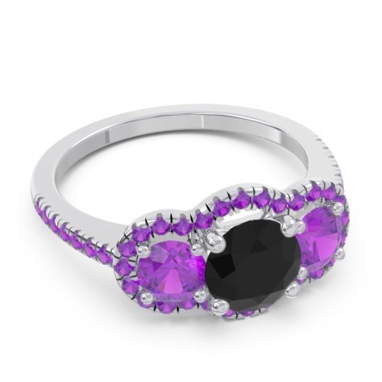 Halo Three Stone Attika Ring