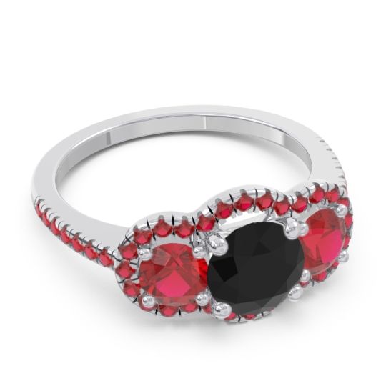 Halo Three Stone Attika Ring