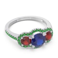 Halo Three Stone Attika Ring