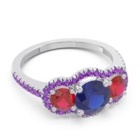 Halo Three Stone Attika Ring