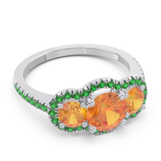 Halo Three Stone Attika Ring