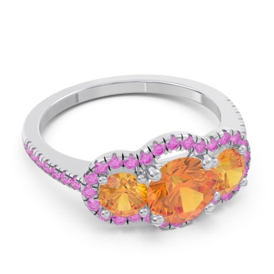 Halo Three Stone Attika Ring