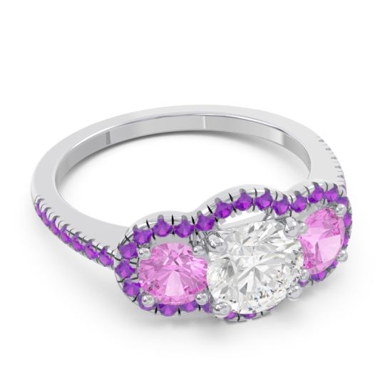 Halo Three Stone Attika Ring