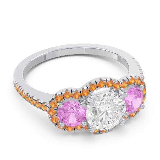 Halo Three Stone Attika Ring